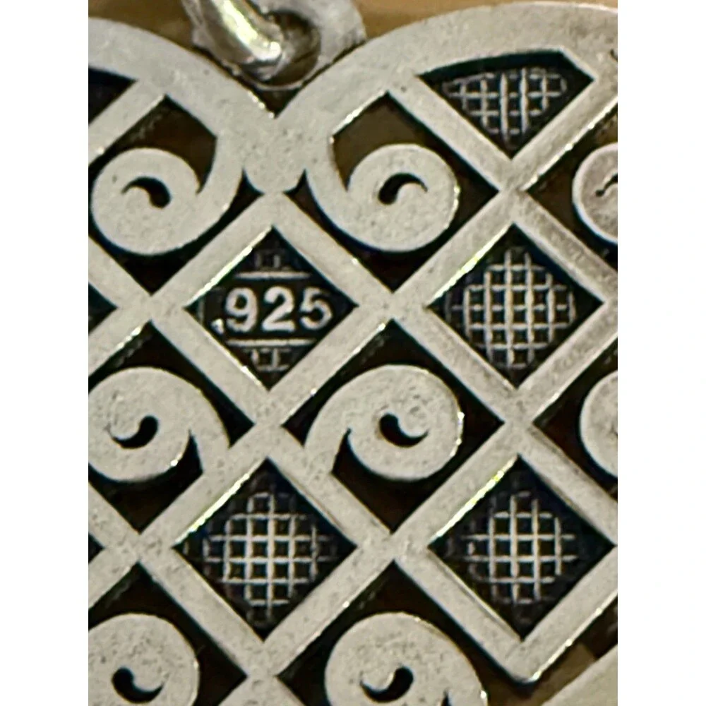 Vintage Filigree Love Heart Dangle Hook Earrings 1990s Art‎ Deco Style 925 Rare